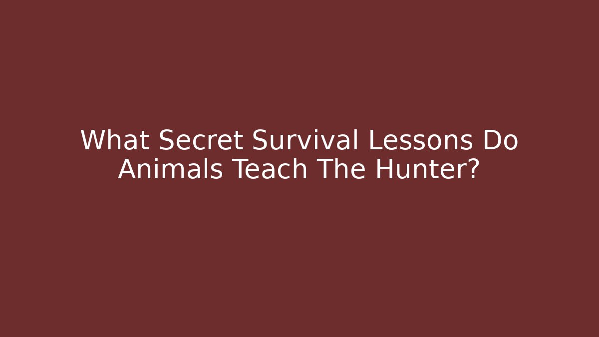 What Secret Survival Lessons Do Animals Teach The Hunter?