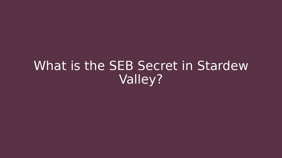 What is the SEB Secret in Stardew Valley?