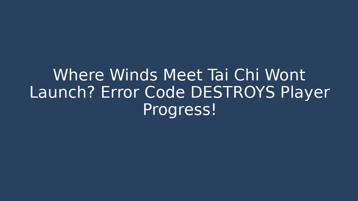 Where Winds Meet Tai Chi Wont Launch? Error Code DESTROYS Player Progress!