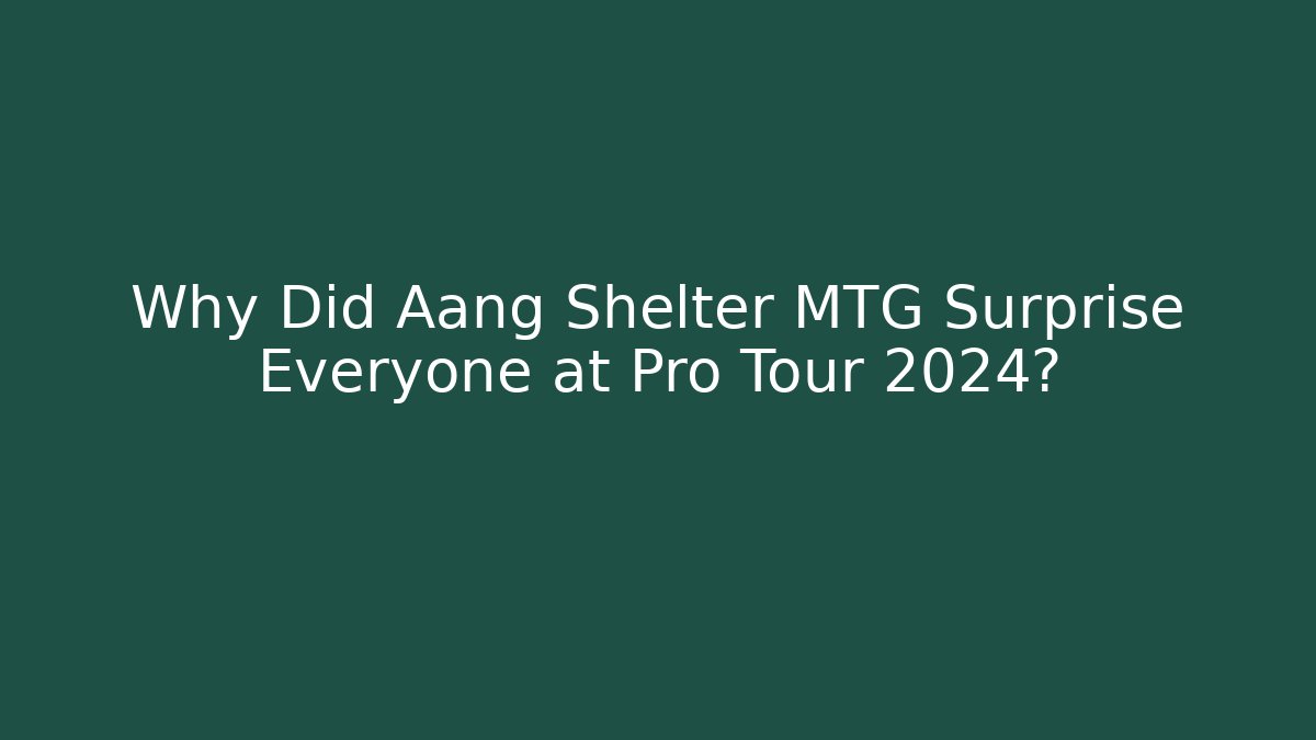 Why Did Aang Shelter MTG Surprise Everyone at Pro Tour 2024?