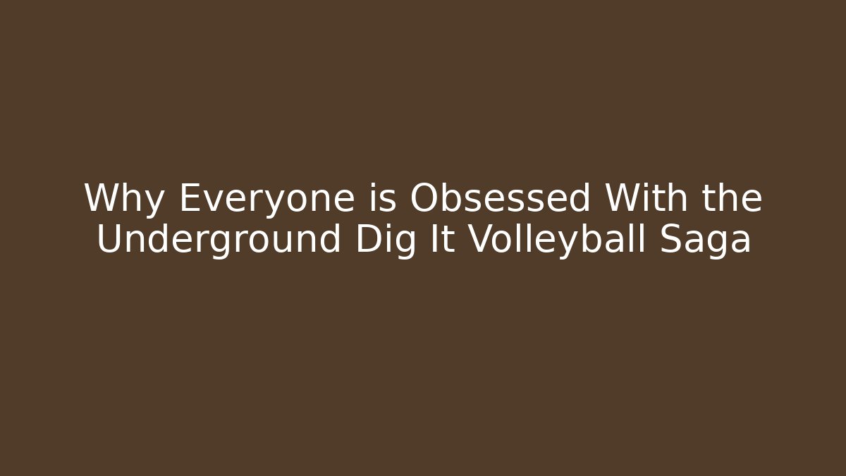 Why Everyone is Obsessed With the Underground Dig It Volleyball Saga