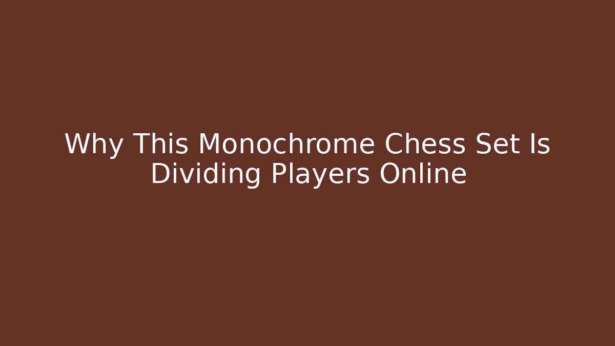 Why This Monochrome Chess Set Is Dividing Players Online