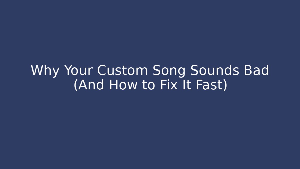 Why Your Custom Song Sounds Bad (And How to Fix It Fast)