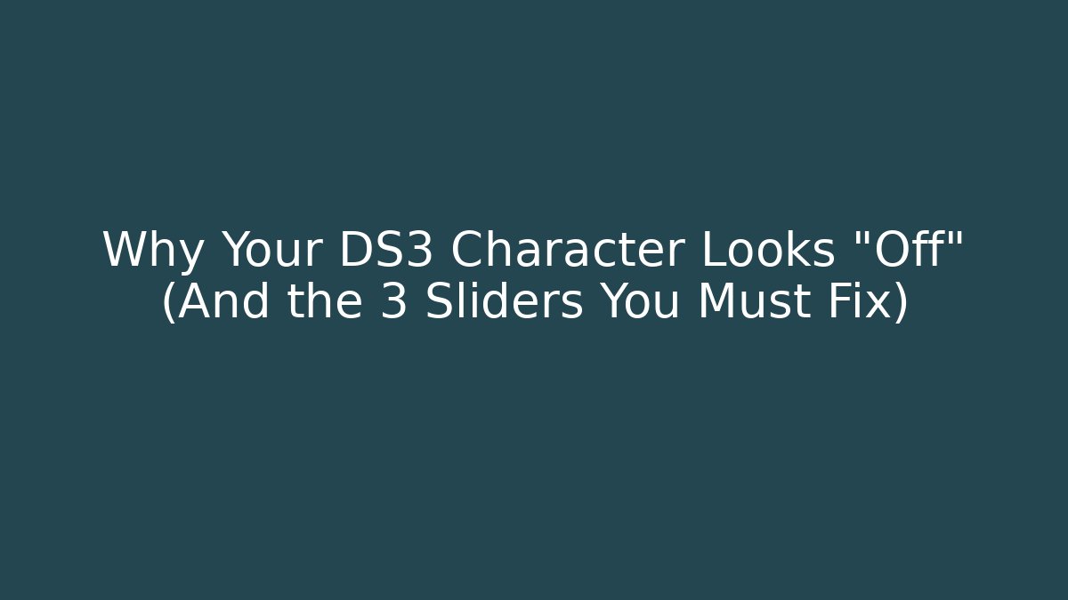 Why Your DS3 Character Looks "Off" (And the 3 Sliders You Must Fix)