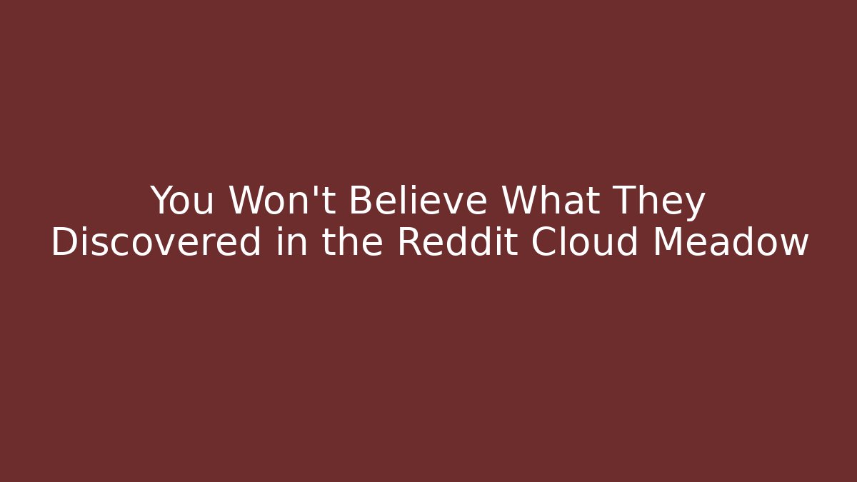 You Won't Believe What They Discovered in the Reddit Cloud Meadow